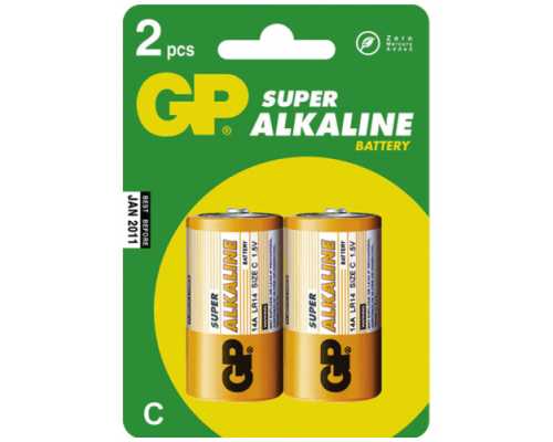 Батарейки алкалиновые GP Super Alkaline C/343/LR14, 1,5 В, 2 шт/уп