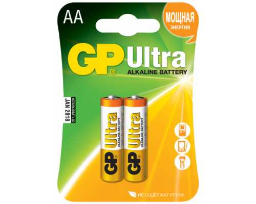 Батарейки алкалиновые GP Ultra Alkaline AA/316/LR6, 1,5 В, 2 шт/уп