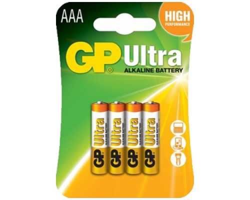 Батарейки алкалиновые GP Ultra Alkaline AAA/316/LR03, 1,5 В, 4 шт/уп