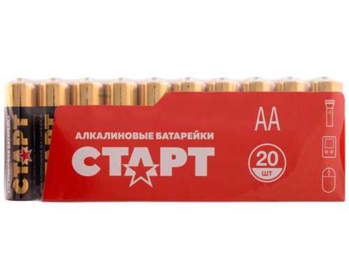 Батарейки алкалиновые СТАРТ АА/LR6/BL2, 1,5 В, 20 шт/уп (в пленке)