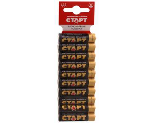 Батарейки алкалиновые СТАРТ ААА/LR03/BL10, 1,5 В, 10 шт/уп (в пленке)