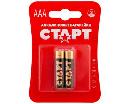 Батарейки алкалиновые СТАРТ ААА/LR03/BL2, 1,5 В, 2 шт/уп