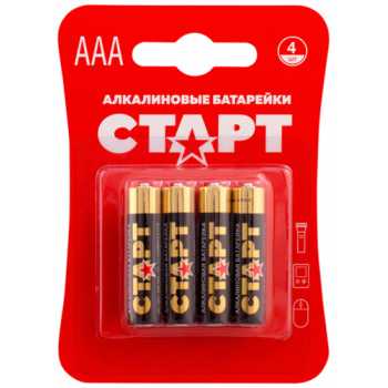 Батарейки алкалиновые СТАРТ ААА/LR03/BL4, 1,5 В, 4 шт/уп