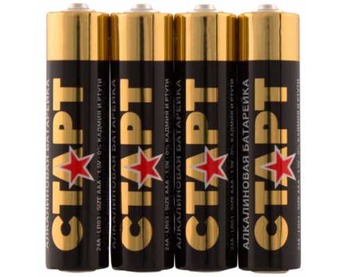 Батарейки алкалиновые СТАРТ ААА/LR03/BL4, 1,5 В, 4 шт/уп (в пленке)
