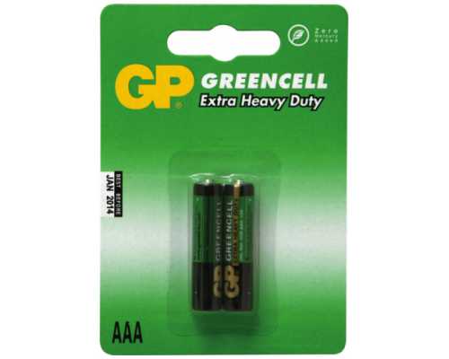 Батарейки солевые GP Greencell AAA/286/R03, 1,5 В, 2 шт/уп
