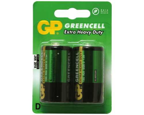 Батарейки солевые GP Greencell D/373/R20, 1,5 В, 2 шт/уп