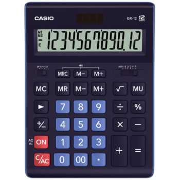 Настольный калькулятор CASIO GR-12C Настольный калькулятор CASIO GR-12-BU-W-EP, 12 разрядов, синий
