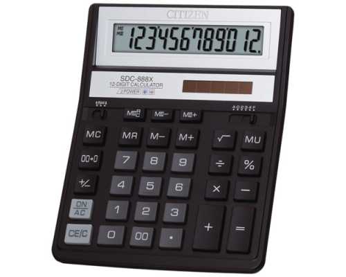 Настольный калькулятор CITIZEN SDC-888Х Настольный калькулятор CITIZEN SDC-888ХBK, черный, 12 разрядов