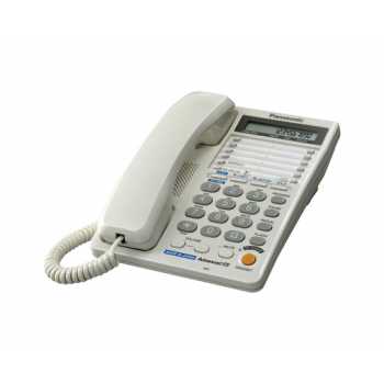 Двухлинейный телефон PANASONIC KX-TS2368RUW белый, память 30 номеров, ЖК дисплей, громкая связь