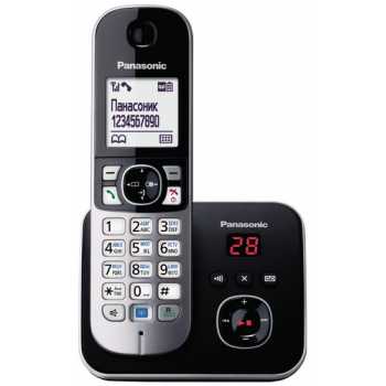 Радиотелефон PANASONIC KX-TG6821RU Радиотелефон PANASONIC KX-TG6821RUB, черный, АОН, цифровой автоответчик (до 30 мин)