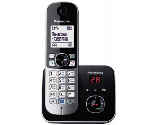 Радиотелефон PANASONIC KX-TG6821RU Радиотелефон PANASONIC KX-TG6821RUB, черный, АОН, цифровой автоответчик (до 30 мин)