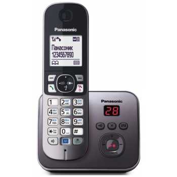 Радиотелефон PANASONIC KX-TG6821RU Радиотелефон PANASONIC KX-TG6821RUM, серый металлик, АОН, цифровой автоответчик (до 30 мин)