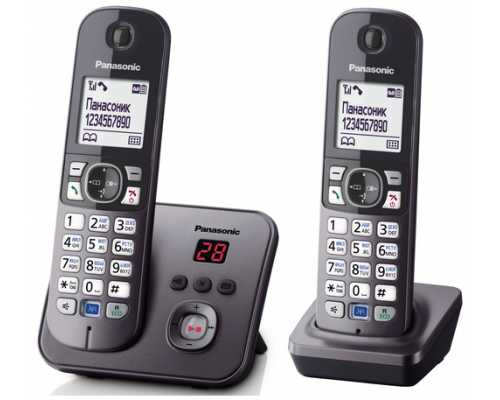 Радиотелефон PANASONIC KX-TG6822RUM серый металлик, АОН, цифровой автоответчик (до 30 мин)