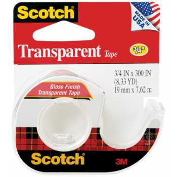 Клейкая лента SCOTCH Transparent Клейкая лента SCOTCH Transparent, 12,7 мм х 7,62 м, на диспенсере