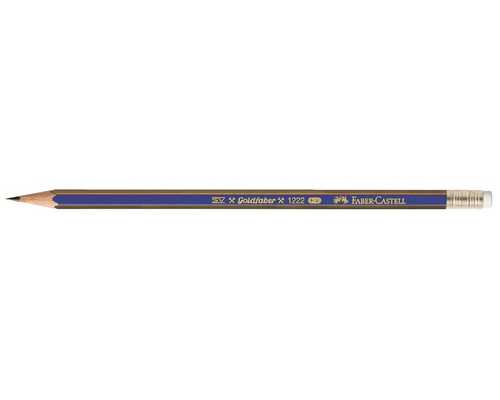 Карандаш FABER-CASTELL Goldfaber 1222 HB, шестигранный, с ластиком