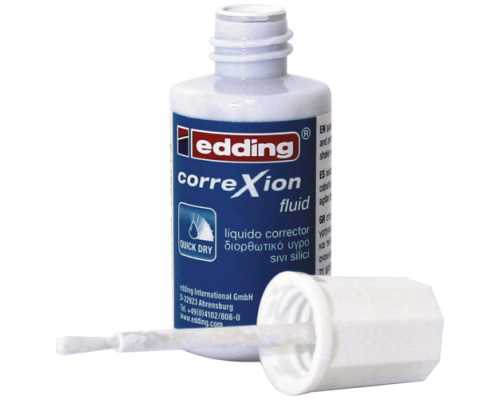 Корректирующая жидкость с кисточкой EDDING Correxion fluid на химической основе, флакон 20 мл