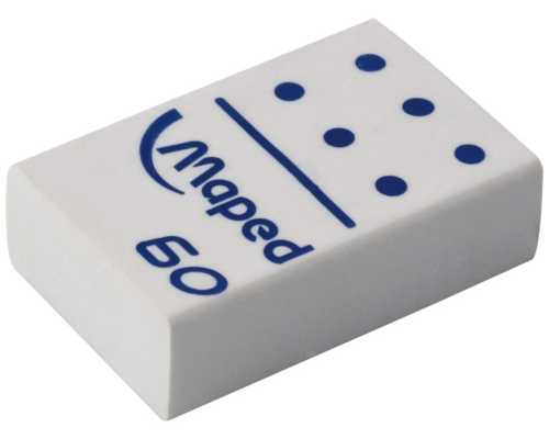 Ластик MAPED Domino Средний, белый, 32х22х10 мм