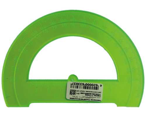 Транспортир СТАММ 12 см, 180°, корпус ассорти NEON Crista