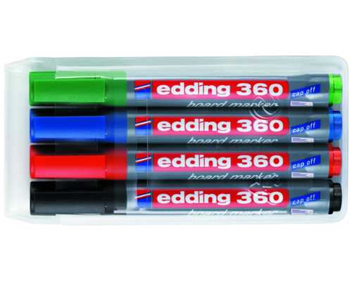 Маркер для досок EDDING 360 набор из 4-х маркеров, линия 2 мм