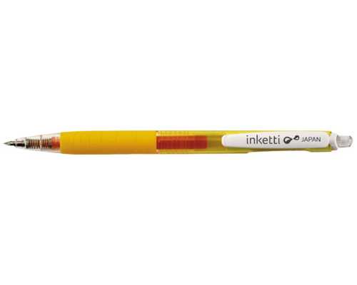 Гелевая авторучка PENAC Inketti желтая, линия 0,3 мм, резиновый держатель