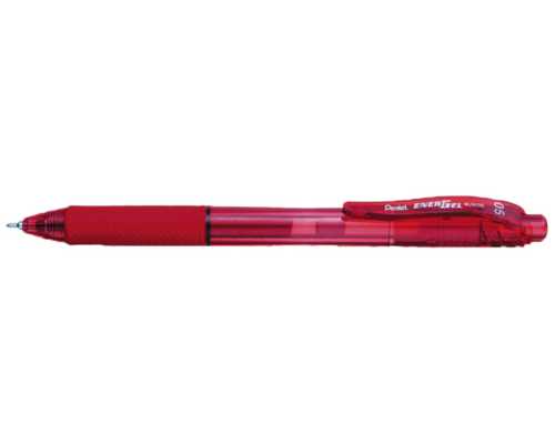 Гелевая авторучка PENTEL EnerGel красная, линия 0,25 мм, резиновый держатель