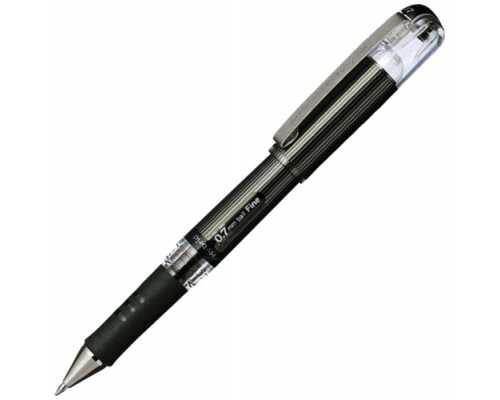 Гелевая ручка PENTEL Hybrid Gel Grip DX черная, резиновый держатель, линия 0,35 мм