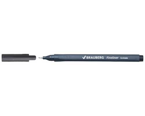 Капиллярная ручка BRAUBERG Carbon черная, трехгранный корпус, линия 0,4 мм