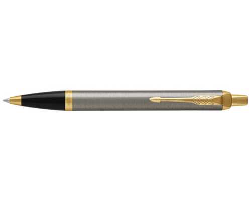 Шариковая ручка PARKER IM Core K321 Brushed Metal GT M, корпус хром, отделка позолотой 23 К