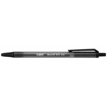 Одноразовая шариковая авторучка BIC Round Stic Clic черная, линия 0,32 мм