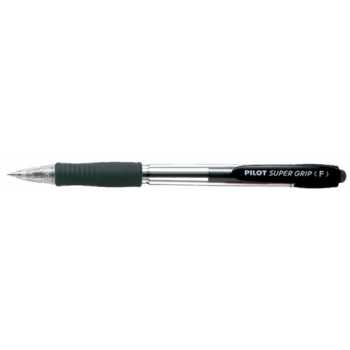 Шариковая авторучка PILOT Super Grip F, черная, линия 0,21 мм, черный корпус, на масляной основе, грип