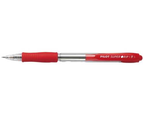 Шариковая авторучка PILOT Super Grip F, красная, линия 0,21 мм, красный корпус, на масляной основе, грип