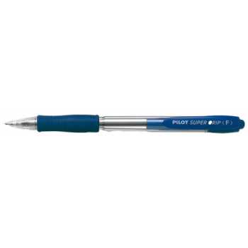 Шариковая авторучка PILOT Super Grip F, синяя, линия 0,21 мм, синий корпус, на масляной основе, грип