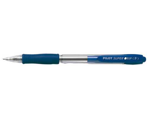 Шариковая авторучка PILOT Super Grip F, синяя, линия 0,21 мм, синий корпус, на масляной основе, грип