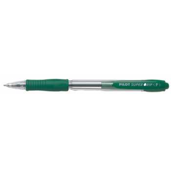 Шариковая авторучка PILOT Super Grip F, зеленая, линия 0,21 мм, зеленый корпус, на масляной основе, грип
