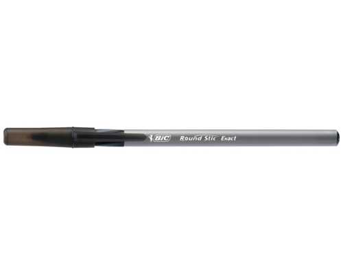 Одноразовая шариковая ручка BIC Round Stic Exact черная, линия 0,3 мм, на масляной основе, грип