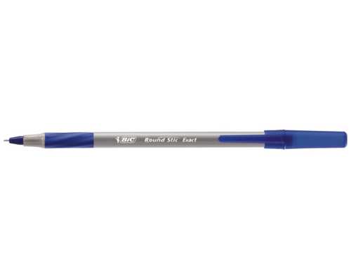 Одноразовая шариковая ручка BIC Round Stic Exact синяя, линия 0,3 мм, на масляной основе, грип