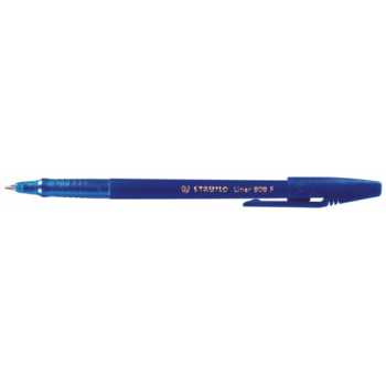 Шариковая ручка STABILO Liner 808 синяя, линия 0,38 мм, синий корпус