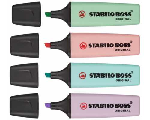 Текстовыделитель STABILO Boss Original Pastel, набор из 4-х маркеров